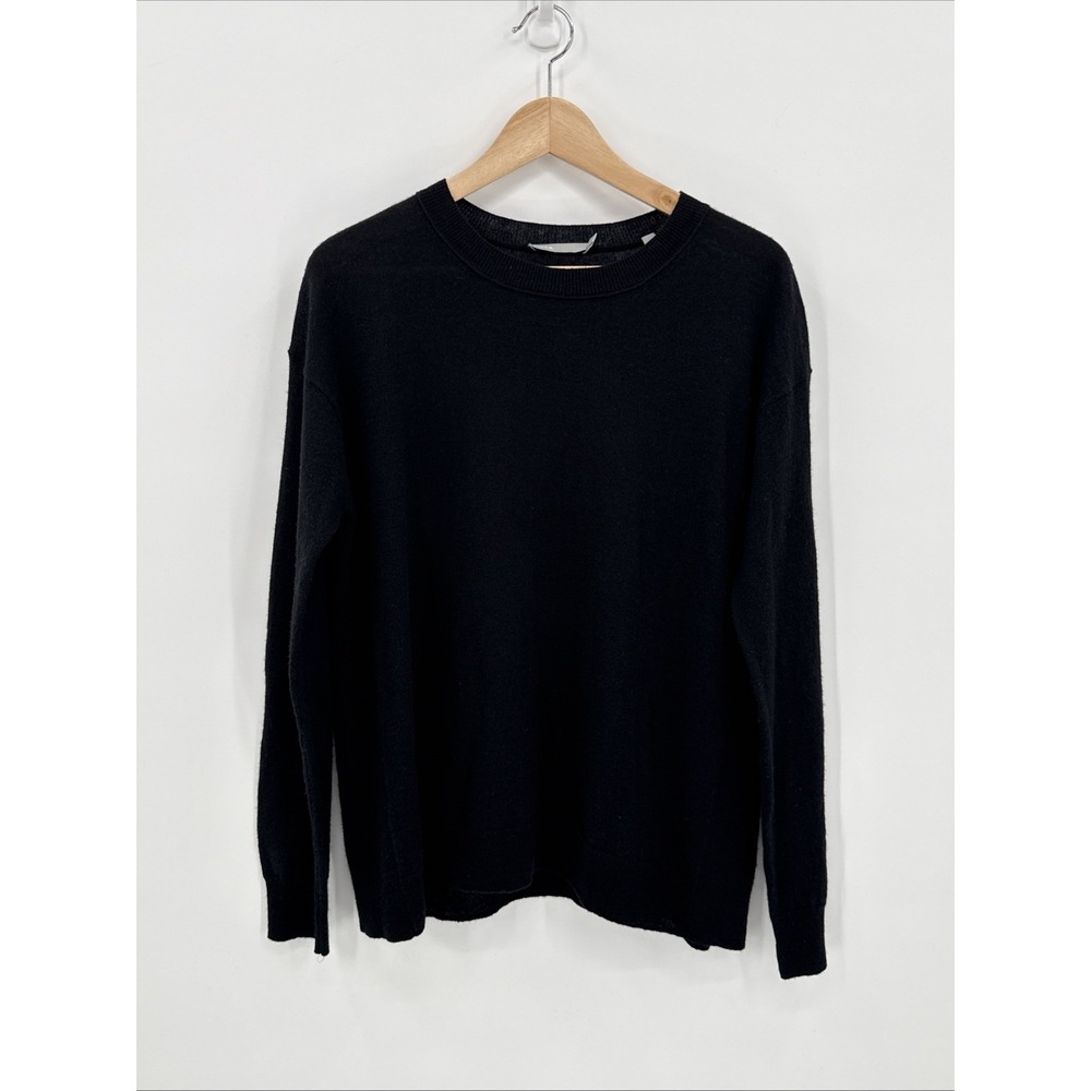 Vince Womens Black Cashmere Linen Blend Crew Neck Sweater Size M Lightweight